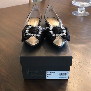 Betsy Johnson Nelie Black and Clear Dress Shoe with Rhinestones